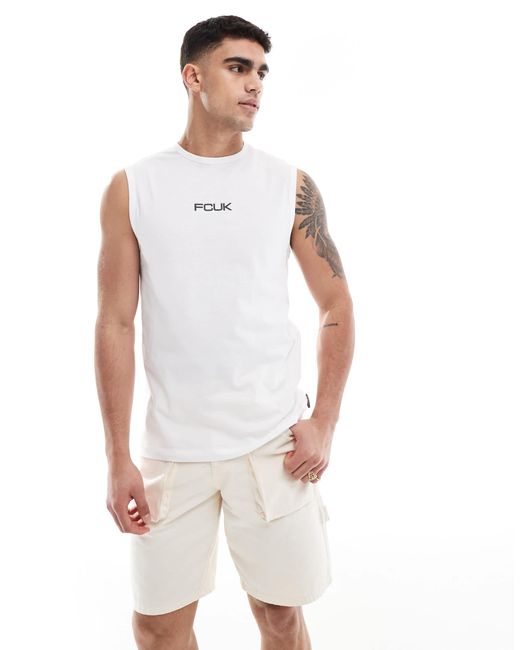 French Connection White French Connection Fcuk Sleeveless Singlet for men