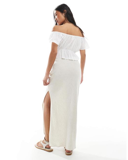 Miss Selfridge White – leinenmix-maxirock