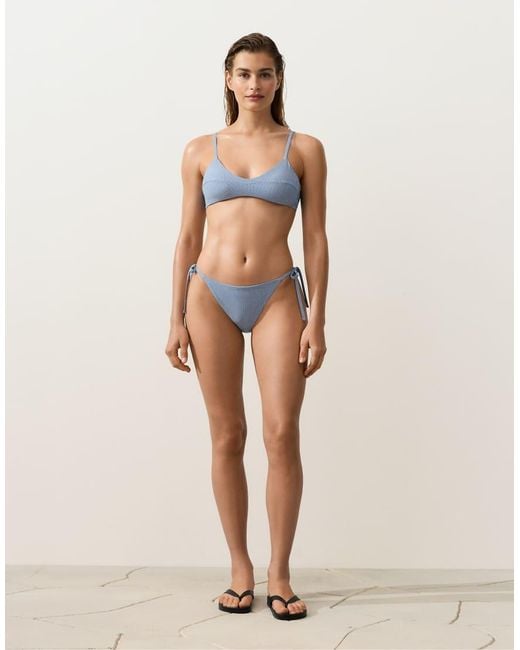 Oysho Natural Medium-coverage Stripe Bikini Briefs With Ties