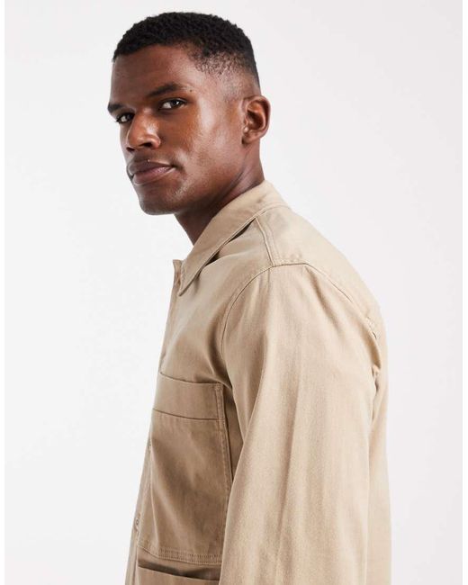 Only & Sons Natural Overshirt With Wide Pockets for men