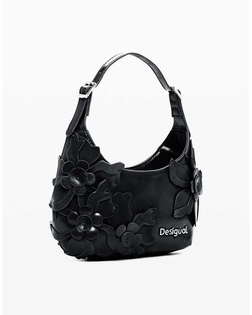 Desigual Black Small Bag With Flower Appliqués