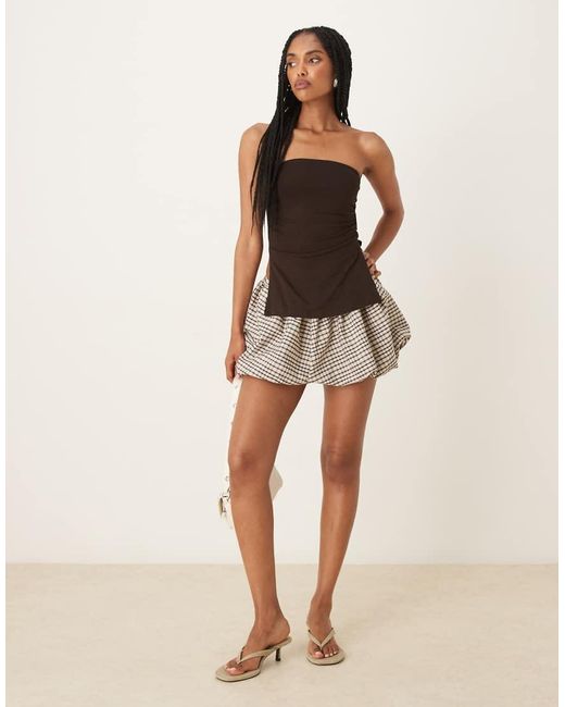 Motel Brown Ruched Bandeau Top Im