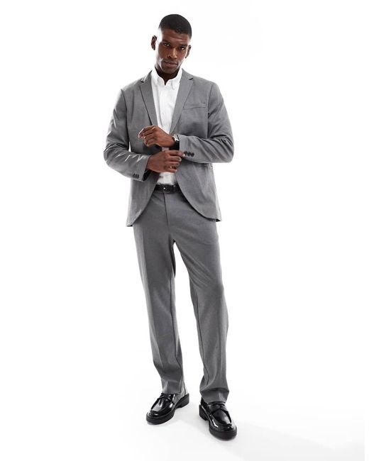 Jack & Jones Gray Slim Fit Jersey Suit Jacket for men