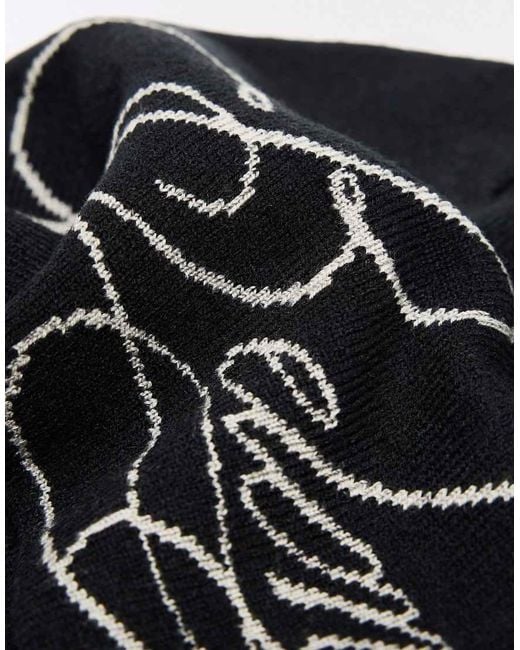 Bershka Black Knitted Beanie for men