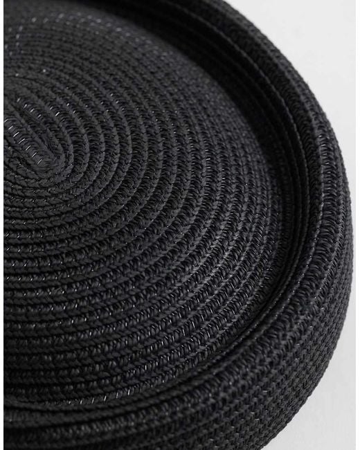ASOS Black Straw Pillbox Hat