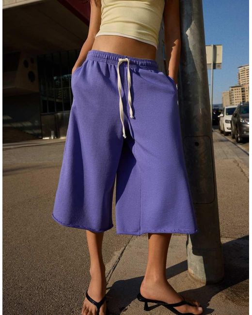 Bershka Black Plush Bermuda Shorts