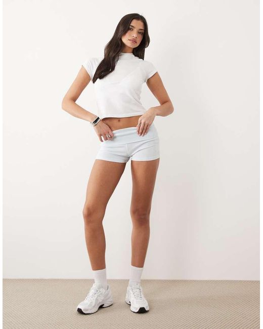 Gina Tricot White Fold Over Hotpant Shorts