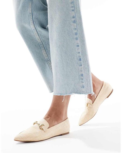 London Rebel Loafers Van Raffia Met Gesp En Puntige Neus in het Blue