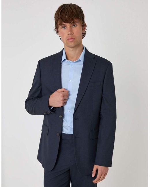 Threadbare Blue Regular Fit Single Breasted Blazer for men