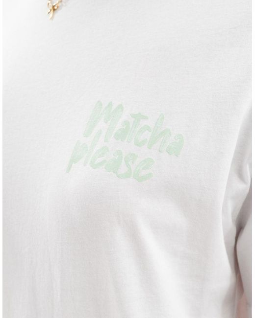 New Look White Matcha Print Oversized T-shirt