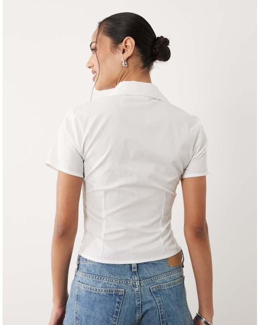Cotton On Blue Short Sleeve Ruched Shirt