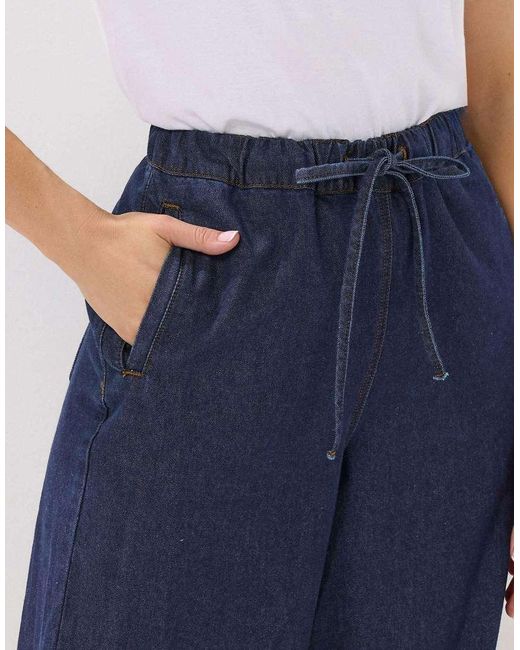 Long Tall Sally Blue Tie Waist Wide Leg Jeans