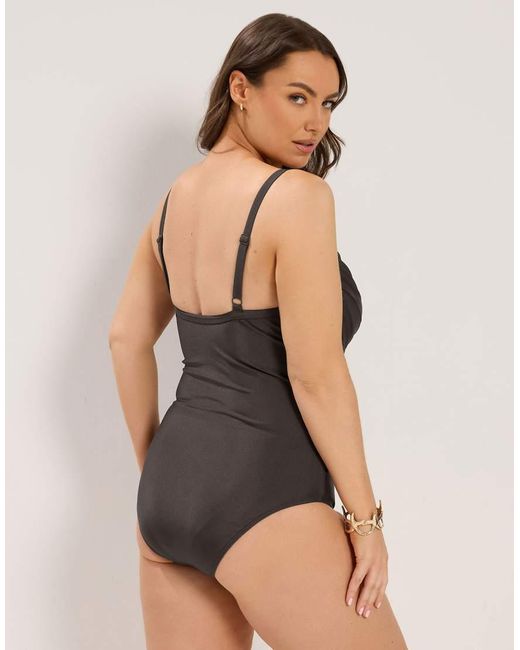Yours Clothing Black Crossover Super Sculpt Swimsuit