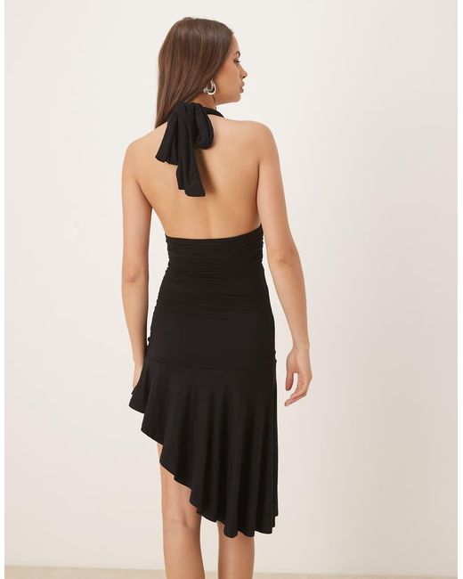Tyler McGillivary Natural Swan Print Slinky Halter Dress
