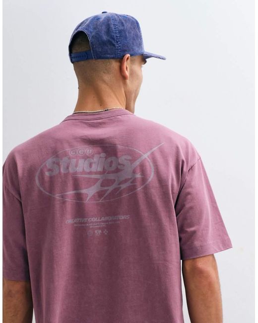 ASOS Purple Heavyweight Relaxed T-shirt With Street Graphic for men