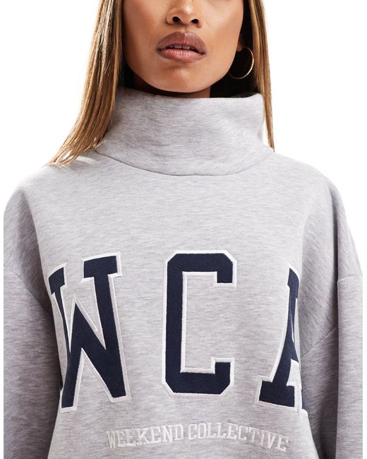 ASOS Gray Asos design – weekend collective – hochgeschlossenes college-sweatshirt