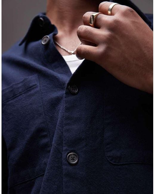 SELECTED Blue Oversized Shirt With Pockets for men