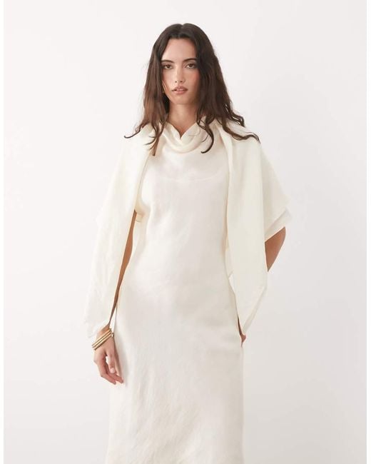 Mango Natural Capsule Short Sleeve Maxi Dress With Scarf Detail