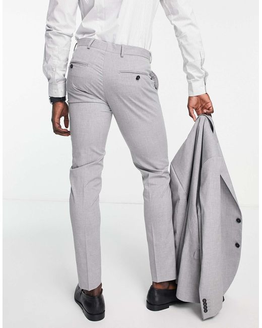 SELECTED Gray Suit Trouser With Stretch for men