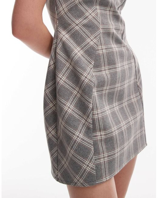 ASOS Gray Moulded Cap Sleeve Skater Mini Dress