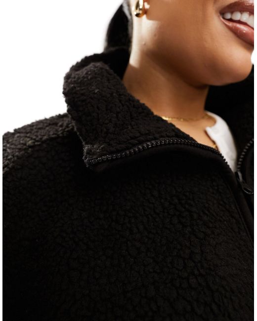 ASOS Black Asos Design Curve Borg Zip Through Fleece