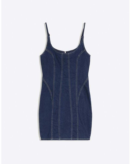 Bershka Blue Mini Denim Dress