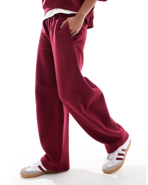 ASOS Joggingbroek Met Wijde Ronde Pijpen in het Red