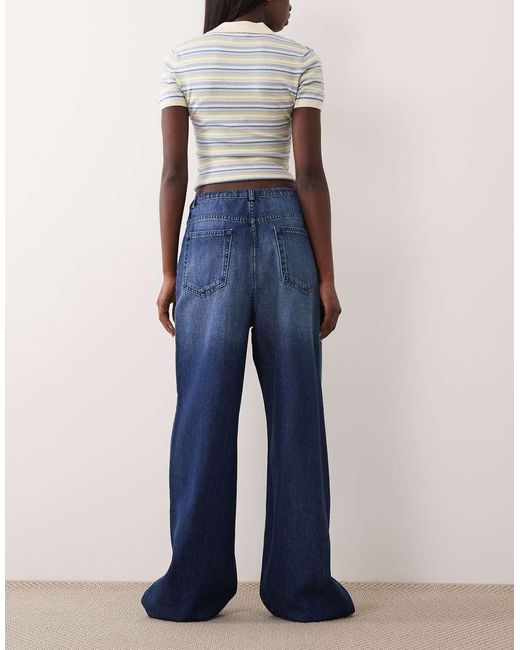 ASOS Blue Pull On Wide Leg Jean