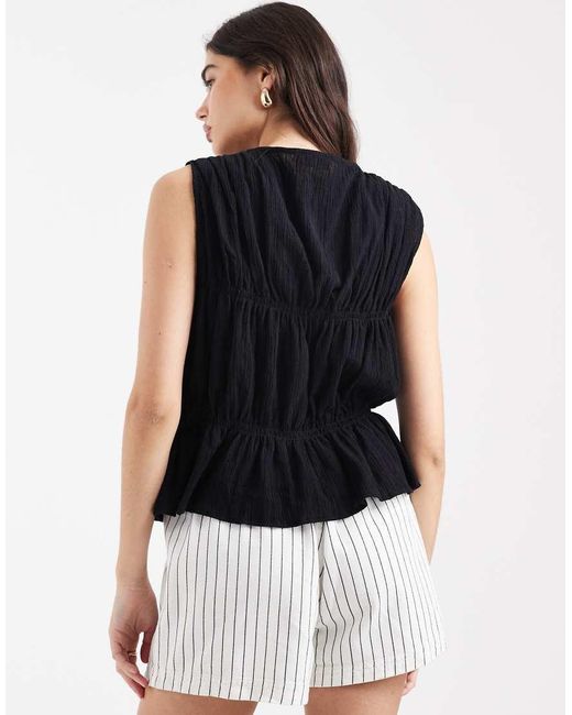 ASOS Blue Crinkle Tie Front Waistcoat