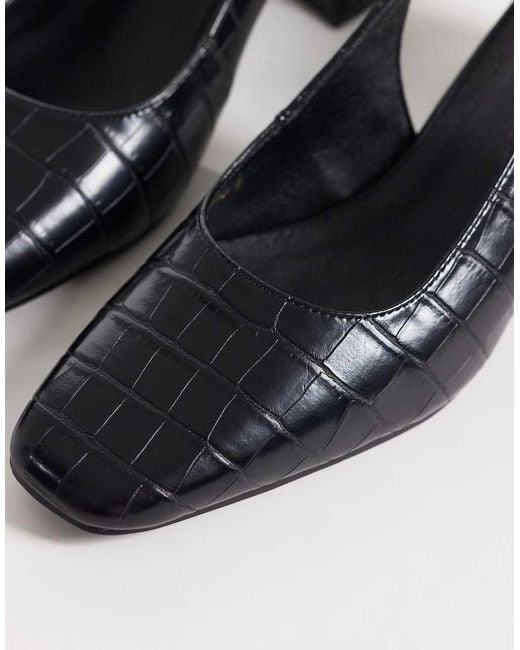 London Rebel Black Clancy Sling Back Mid Heeled Sandals