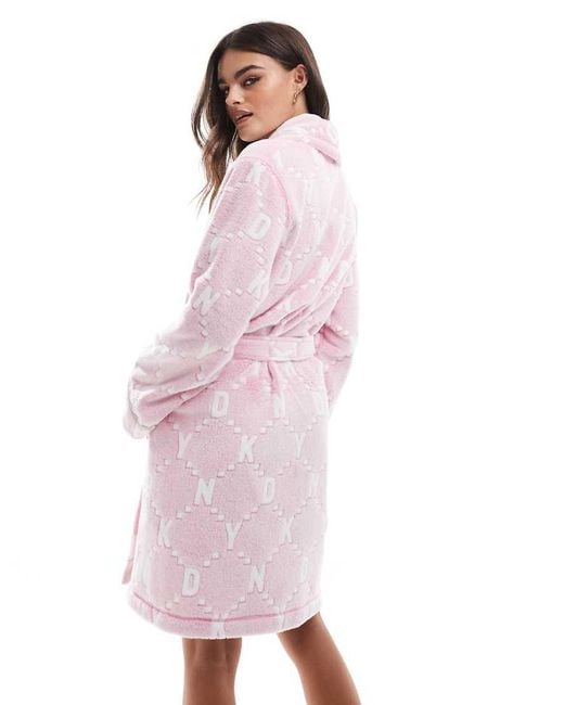 DKNY Pink Folded Fleece Short Chenille Robe