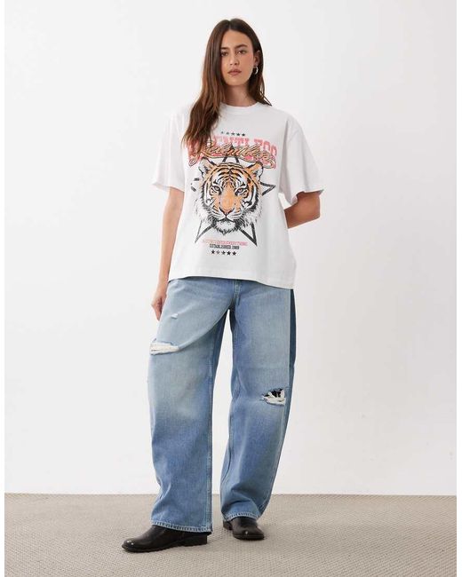 ASOS Blue Oversized Relentless Tiger Graphic T-shirt