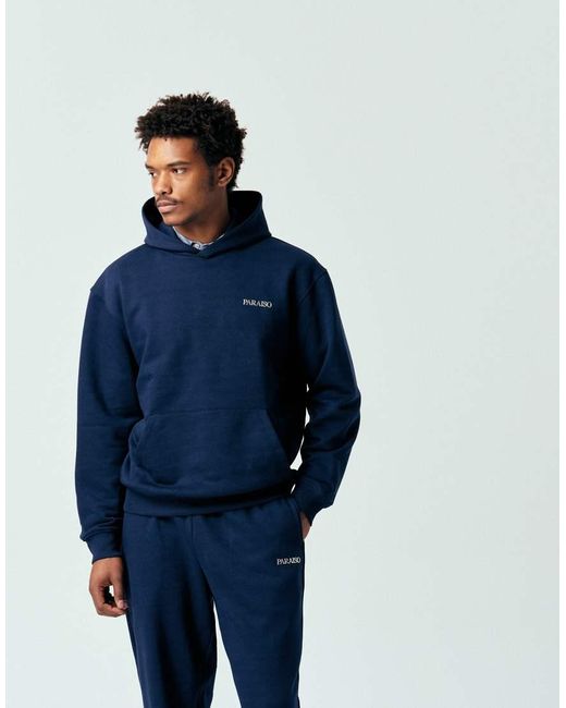ASOS Blue Relaxed Printed Hoodie for men