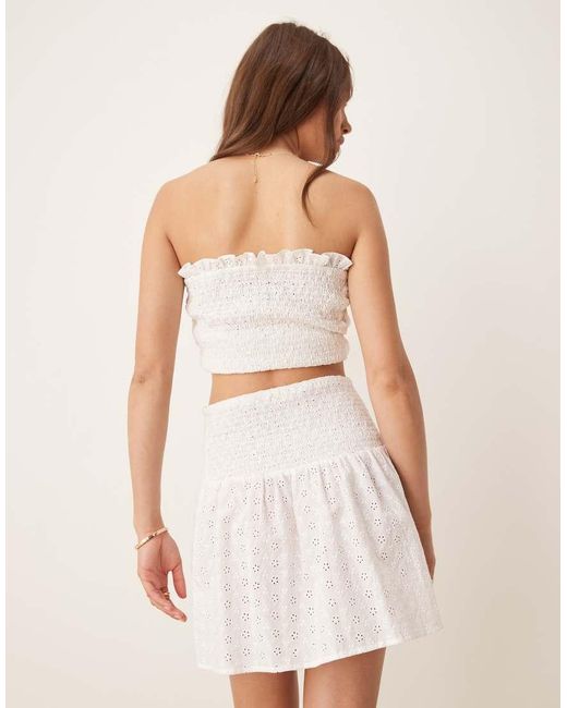 esmé studios Natural Esmee Exclusive Shirred Broderie Mini Beach Skirt