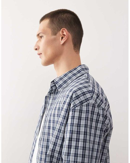 Weekday Blue Oversized Shirt for men
