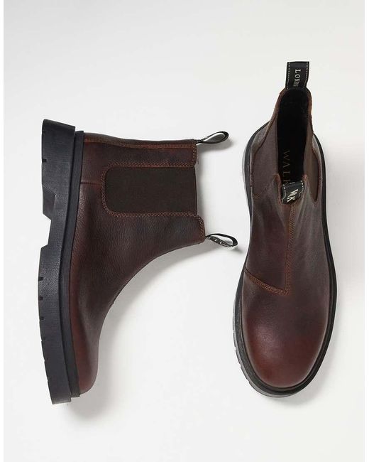 Walk London Brown Callum Seam Chelsea Boots for men
