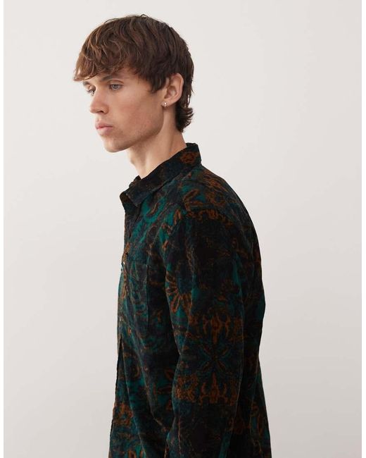 RVCA Black Freeman Cord Print Ii Long Sleeve Shirt for men