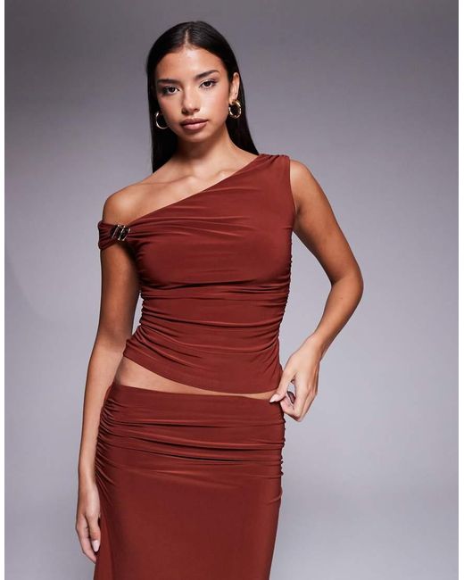 Forever New Red Slinky Off The Shoulder Top Co-ord