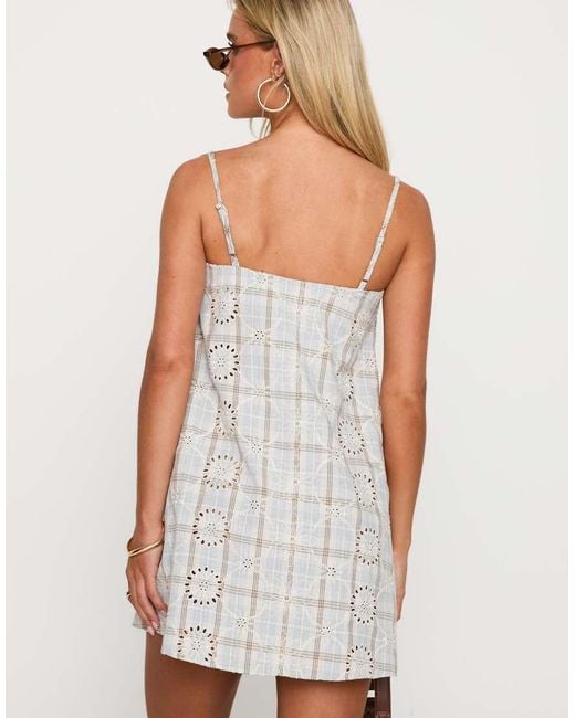 Princess Polly White Belong Together Tie Front Embroidered Shift Mini Dress