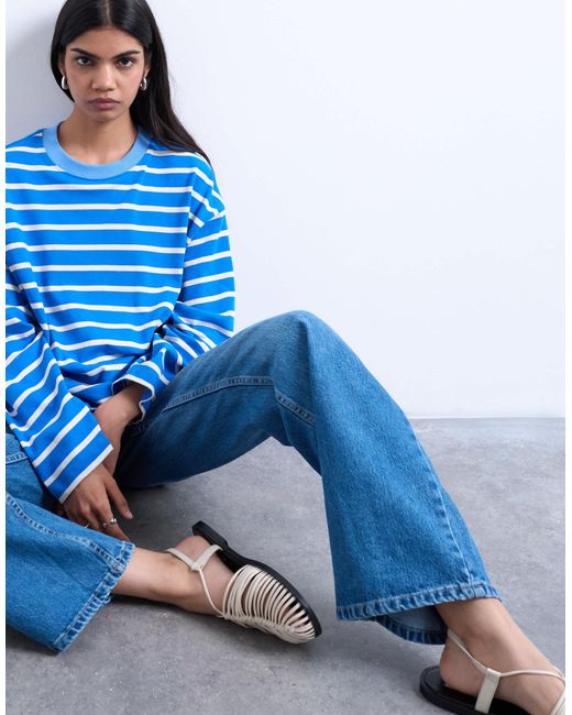 TOPSHOP Blue – langärmliges jersey-oberteil