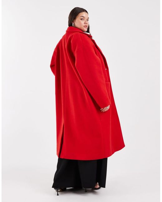 Pieces Plus Red Pieces Curve Longline Tailo Dad Coat