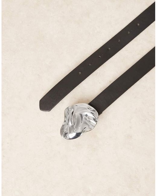 ASOS Blue Waist And Hip Belt With Hammered Buckle
