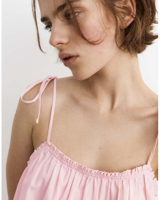 Pull&Bear Pink Short Strappy Ruffle Dress
