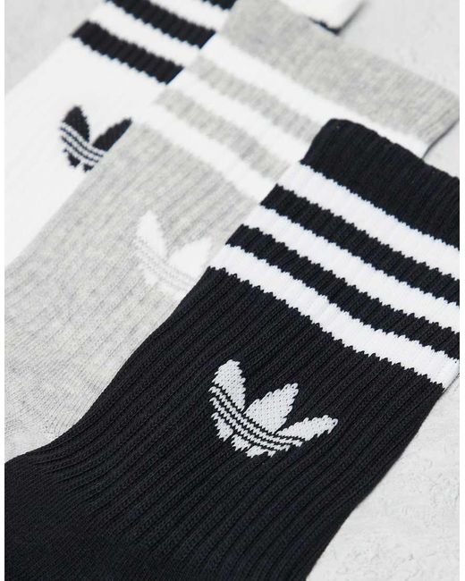 Adidas Originals White Adicolor Trefoil 3 Pack Crew Socks