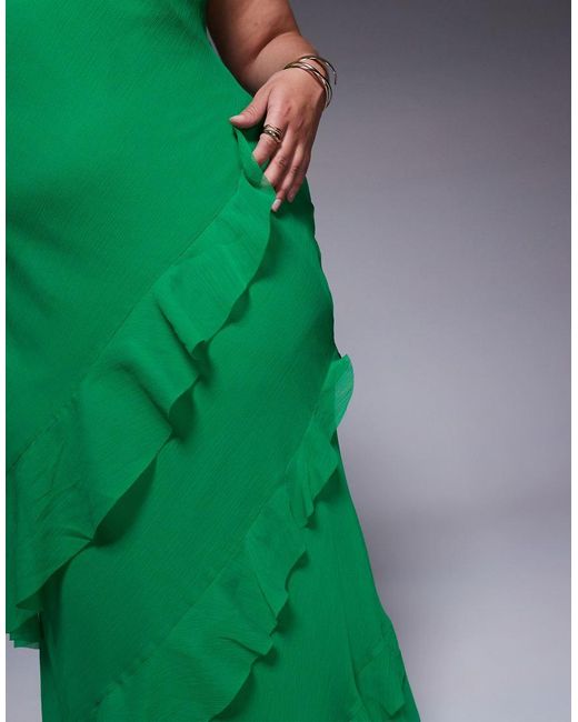 ASOS Green Asos Design Curve Scoop Neck Maxi Dress With Ruffle Skirt And Cut Out Back