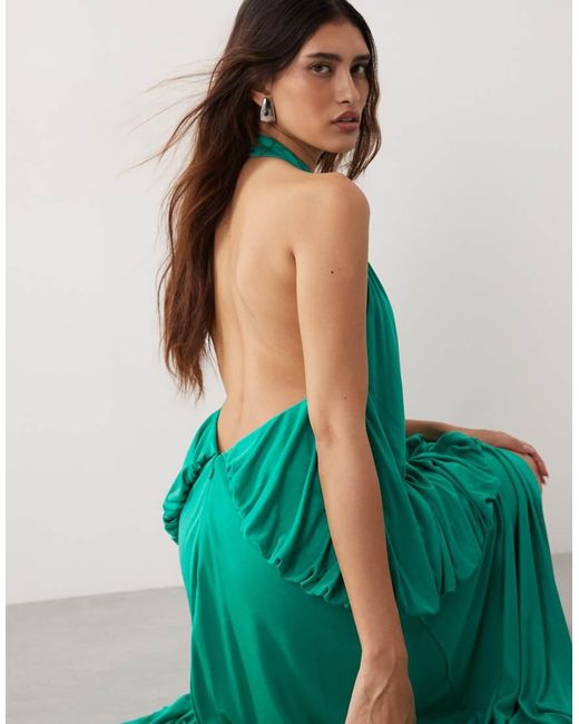 ARRANGE Green Tiered Halter Maxi Dress