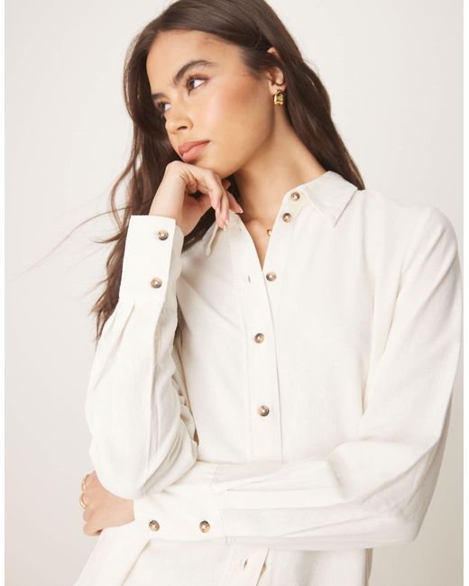 Chemise d'ensemble décontractée en lin JDY Tall en coloris Natural