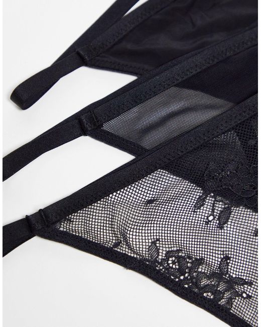 DORINA Black 3 Pack Lace & Mesh G String Thongs