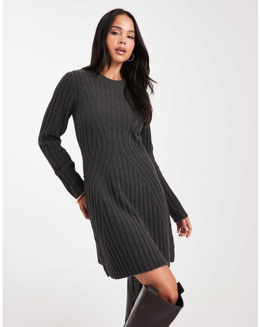ASOS Gebreide Mini Jurk Met Structuur in het Black