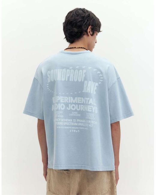 Pull&Bear Blue Stwd Boxy T-shirt for men